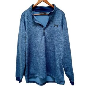 Under Armour Mens Blue Heathered‎ Fleece 1/4 Zip Pullover XXL Loose Fit